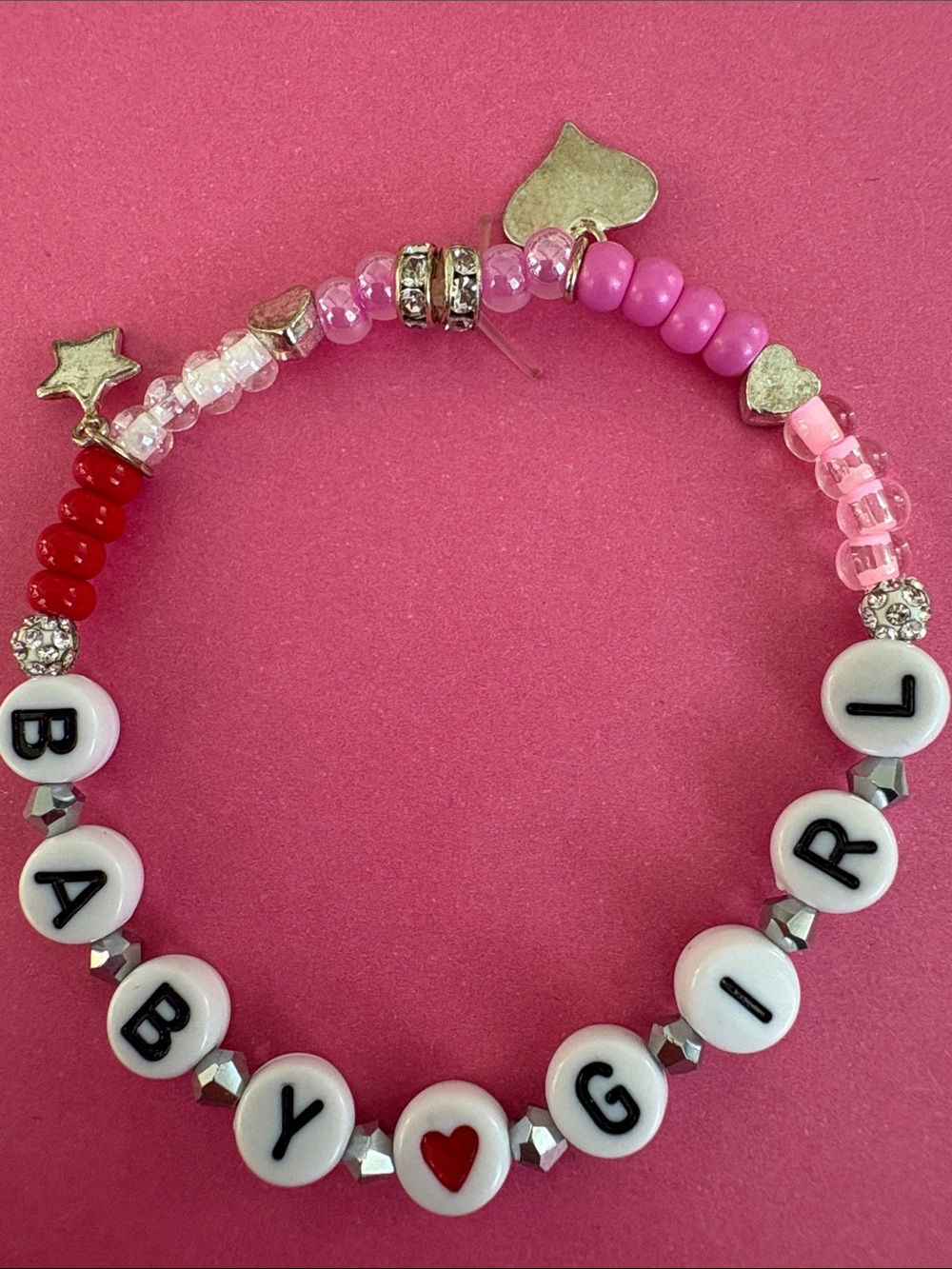 Baby Girl Pink Beaded Name Bracelet